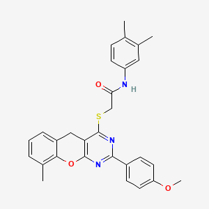 N-(3,4-dimethylphenyl)-2-((2-(4-methoxyphenyl)-9-methyl-5H-chromeno[2,3-d]pyrimidin-4-yl)thio)acetamide