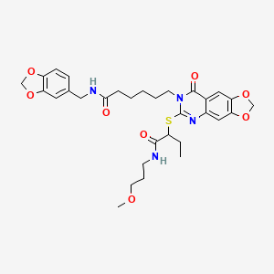 molecular formula C31H38N4O8S B2643222 N-(1,3-benzodioxol-5-ylmethyl)-6-[6-[(1-{[(3-methoxypropyl)amino]carbonyl}propyl)thio]-8-oxo[1,3]dioxolo[4,5-g]quinazolin-7(8H)-yl]hexanamide CAS No. 688061-28-1
