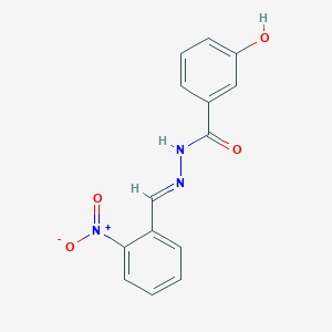molecular formula C14H11N3O4 B2643223 (E)-3-羟基-N'-(2-硝基亚苄基)苯甲酰肼 CAS No. 299929-40-1