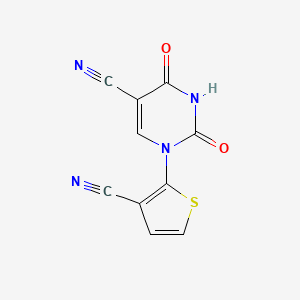 molecular formula C10H4N4O2S B2643228 1-(3-Cyano-2-thienyl)-2,4-dioxo-1,2,3,4-tetrahydro-5-pyrimidinecarbonitrile CAS No. 338777-48-3