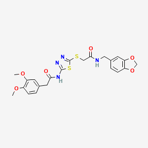 N-(benzo[d][1,3]dioxol-5-ylmethyl)-2-((5-(2-(3,4-dimethoxyphenyl)acetamido)-1,3,4-thiadiazol-2-yl)thio)acetamide