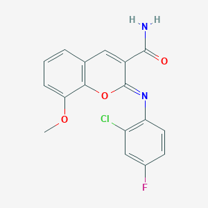 (2Z)-2-[(2-chloro-4-fluorophenyl)imino]-8-methoxy-2H-chromene-3-carboxamide