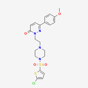 molecular formula C21H23ClN4O4S2 B2643255 2-(2-(4-((5-chlorothiophen-2-yl)sulfonyl)piperazin-1-yl)ethyl)-6-(4-methoxyphenyl)pyridazin-3(2H)-one CAS No. 1105250-41-6