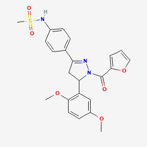 N-(4-(5-(2,5-dimethoxyphenyl)-1-(furan-2-carbonyl)-4,5-dihydro-1H-pyrazol-3-yl)phenyl)methanesulfonamide
