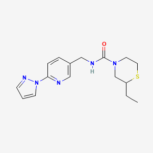 molecular formula C16H21N5OS B2643258 2-乙基-N-[(6-吡唑-1-基吡啶-3-基)甲基]硫代吗啉-4-甲酰胺 CAS No. 1436180-09-4