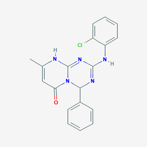 molecular formula C19H16ClN5O B264326 2-(2-chloroanilino)-8-methyl-4-phenyl-4,9-dihydropyrimido[1,2-a][1,3,5]triazin-6-one 