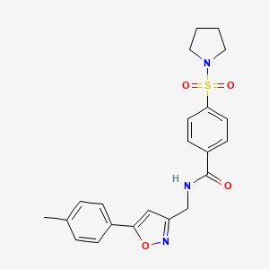 molecular formula C22H23N3O4S B2643270 4-(pyrrolidin-1-ylsulfonyl)-N-((5-(p-tolyl)isoxazol-3-yl)methyl)benzamide CAS No. 946210-27-1