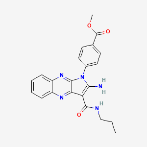 molecular formula C22H21N5O3 B2643282 methyl 4-[2-amino-3-(propylcarbamoyl)-1H-pyrrolo[2,3-b]quinoxalin-1-yl]benzoate CAS No. 840480-54-8