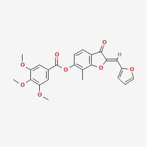 molecular formula C24H20O8 B2643294 (Z)-2-(furan-2-ylmethylene)-7-methyl-3-oxo-2,3-dihydrobenzofuran-6-yl 3,4,5-trimethoxybenzoate CAS No. 899399-12-3