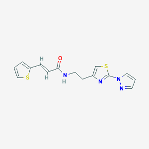molecular formula C15H14N4OS2 B2643297 (E)-N-(2-(2-(1H-pyrazol-1-yl)thiazol-4-yl)ethyl)-3-(thiophen-2-yl)acrylamide CAS No. 1428381-85-4