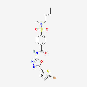 molecular formula C18H19BrN4O4S2 B2643298 N-(5-(5-bromothiophen-2-yl)-1,3,4-oxadiazol-2-yl)-4-(N-butyl-N-methylsulfamoyl)benzamide CAS No. 1021070-98-3