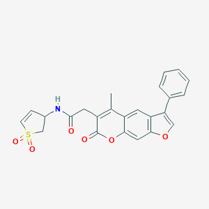 molecular formula C24H19NO6S B264330 N-(1,1-dioxido-2,3-dihydrothiophen-3-yl)-2-(5-methyl-7-oxo-3-phenyl-7H-furo[3,2-g]chromen-6-yl)acetamide 