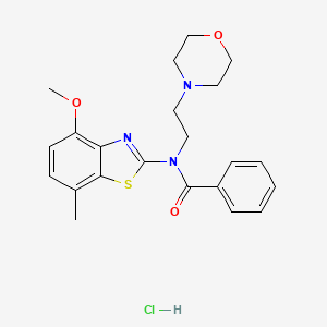 molecular formula C22H26ClN3O3S B2643304 N-(4-methoxy-7-methylbenzo[d]thiazol-2-yl)-N-(2-morpholinoethyl)benzamide hydrochloride CAS No. 1330394-68-7