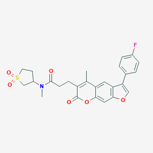 molecular formula C26H24FNO6S B264331 N-(1,1-dioxidotetrahydro-3-thienyl)-3-[3-(4-fluorophenyl)-5-methyl-7-oxo-7H-furo[3,2-g]chromen-6-yl]-N-methylpropanamide 