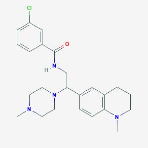 molecular formula C24H31ClN4O B2643311 3-氯-N-(2-(1-甲基-1,2,3,4-四氢喹啉-6-基)-2-(4-甲基哌嗪-1-基)乙基)苯甲酰胺 CAS No. 922011-33-4