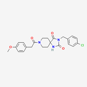 molecular formula C23H24ClN3O4 B2643314 3-(4-Chlorobenzyl)-8-(2-(4-methoxyphenyl)acetyl)-1,3,8-triazaspiro[4.5]decane-2,4-dione CAS No. 1021067-23-1