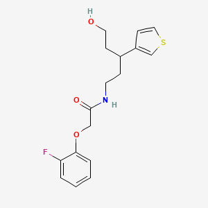 molecular formula C17H20FNO3S B2643320 2-(2-fluorophenoxy)-N-(5-hydroxy-3-(thiophen-3-yl)pentyl)acetamide CAS No. 2034242-31-2