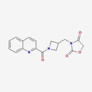 molecular formula C17H15N3O4 B2643322 3-((1-(Quinoline-2-carbonyl)azetidin-3-yl)methyl)oxazolidine-2,4-dione CAS No. 2034463-18-6