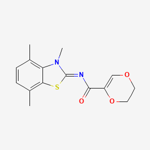 (Z)-N-(3,4,7-trimethylbenzo[d]thiazol-2(3H)-ylidene)-5,6-dihydro-1,4-dioxine-2-carboxamide