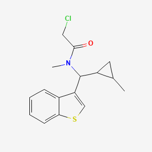 molecular formula C16H18ClNOS B2643337 N-[1-Benzothiophen-3-yl-(2-methylcyclopropyl)methyl]-2-chloro-N-methylacetamide CAS No. 2411244-79-4