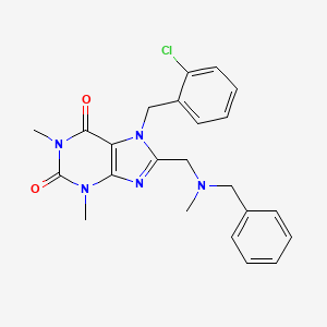 molecular formula C23H24ClN5O2 B2643342 8-{[benzyl(methyl)amino]methyl}-7-(2-chlorobenzyl)-1,3-dimethyl-3,7-dihydro-1H-purine-2,6-dione CAS No. 578753-35-2