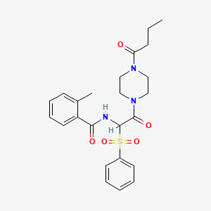 N-[1-(benzenesulfonyl)-2-(4-butanoylpiperazin-1-yl)-2-oxoethyl]-2-methylbenzamide
