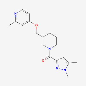 molecular formula C18H24N4O2 B2643351 (1,5-Dimethylpyrazol-3-yl)-[3-[(2-methylpyridin-4-yl)oxymethyl]piperidin-1-yl]methanone CAS No. 2380071-00-9