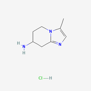 molecular formula C8H14ClN3 B2643352 3-甲基-5,6,7,8-四氢咪唑并[1,2-a]吡啶-7-胺;盐酸盐 CAS No. 2416230-00-5