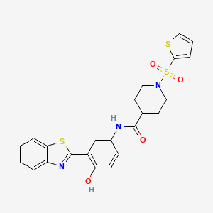 molecular formula C23H21N3O4S3 B2643358 N-(3-(benzo[d]thiazol-2-yl)-4-hydroxyphenyl)-1-(thiophen-2-ylsulfonyl)piperidine-4-carboxamide CAS No. 900000-98-8
