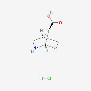 molecular formula C7H12ClNO2 B2643359 rac-(1S,4R,7R)-2-氮杂双环[2.2.1]庚烷-7-羧酸盐酸盐 CAS No. 1820580-13-9