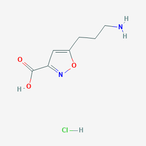 molecular formula C7H11ClN2O3 B2643361 5-(3-Aminopropyl)-1,2-oxazole-3-carboxylic acid;hydrochloride CAS No. 2418695-60-8