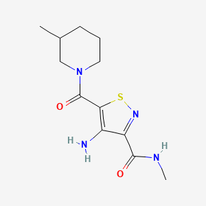 molecular formula C12H18N4O2S B2643365 4-amino-N-methyl-5-(3-methylpiperidine-1-carbonyl)isothiazole-3-carboxamide CAS No. 1286705-85-8