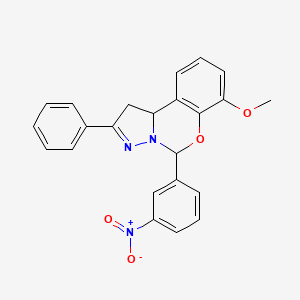 molecular formula C23H19N3O4 B2643367 7-Methoxy-5-(3-nitrophenyl)-2-phenyl-1,10b-dihydropyrazolo[1,5-c][1,3]benzoxazine CAS No. 371124-72-0