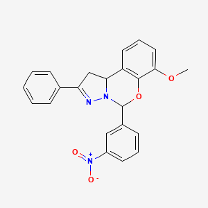 molecular formula C23H19N3O4 B2643367 7-甲氧基-5-(3-硝基苯基)-2-苯基-1,10b-二氢吡唑并[1,5-c][1,3]苯并恶嗪 CAS No. 371124-72-0