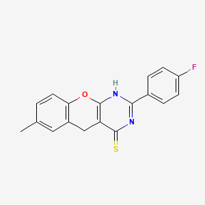 molecular formula C18H13FN2OS B2643371 2-(4-氟苯基)-7-甲基-1,5-二氢chromeno[2,3-d]嘧啶-4-硫酮 CAS No. 866865-08-9