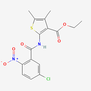molecular formula C16H15ClN2O5S B2643383 2-(5-氯-2-硝基苯甲酰氨基)-4,5-二甲基噻吩-3-羧酸乙酯 CAS No. 419559-94-7
