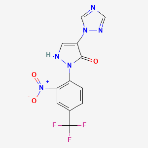 molecular formula C12H7F3N6O3 B2643417 1-[2-nitro-4-(trifluoromethyl)phenyl]-4-(1H-1,2,4-triazol-1-yl)-1H-pyrazol-5-ol CAS No. 1007032-54-3