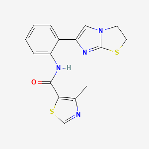 molecular formula C16H14N4OS2 B2643418 N-(2-(2,3-dihydroimidazo[2,1-b]thiazol-6-yl)phenyl)-4-methylthiazole-5-carboxamide CAS No. 2034384-08-0