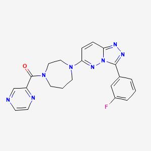 molecular formula C21H19FN8O B2643424 [4-[3-(3-Fluorophenyl)-[1,2,4]triazolo[4,3-b]pyridazin-6-yl]-1,4-diazepan-1-yl]-pyrazin-2-ylmethanone CAS No. 2380194-53-4