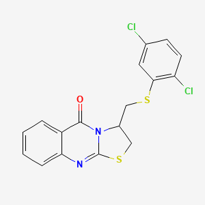 molecular formula C17H12Cl2N2OS2 B2643431 3-{[(2,5-dichlorophenyl)sulfanyl]methyl}-2,3-dihydro-5H-[1,3]thiazolo[2,3-b]quinazolin-5-one CAS No. 477860-24-5