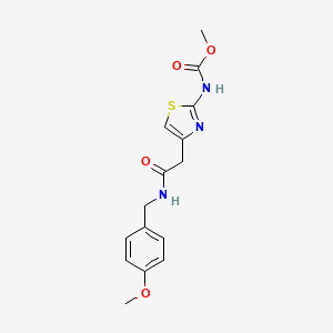 molecular formula C15H17N3O4S B2643434 Methyl (4-(2-((4-methoxybenzyl)amino)-2-oxoethyl)thiazol-2-yl)carbamate CAS No. 946283-79-0