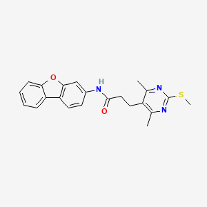 3-[4,6-dimethyl-2-(methylsulfanyl)pyrimidin-5-yl]-N-{8-oxatricyclo[7.4.0.0^{2,7}]trideca-1(9),2(7),3,5,10,12-hexaen-5-yl}propanamide