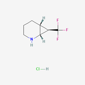 molecular formula C7H11ClF3N B2643436 (1R,6R,7R)-7-(trifluoromethyl)-2-azabicyclo[4.1.0]heptane hydrochloride CAS No. 1821707-37-2