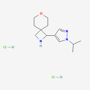 molecular formula C13H23Cl2N3O B2643445 3-(1-Propan-2-ylpyrazol-4-yl)-7-oxa-2-azaspiro[3.5]nonane;dihydrochloride CAS No. 2125445-74-9
