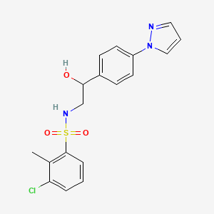 molecular formula C18H18ClN3O3S B2643453 3-chloro-N-{2-hydroxy-2-[4-(1H-pyrazol-1-yl)phenyl]ethyl}-2-methylbenzene-1-sulfonamide CAS No. 2415454-11-2