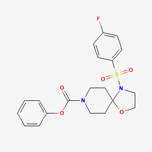 molecular formula C20H21FN2O5S B2643458 Phenyl 4-((4-fluorophenyl)sulfonyl)-1-oxa-4,8-diazaspiro[4.5]decane-8-carboxylate CAS No. 897620-02-9