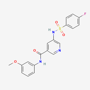 molecular formula C19H16FN3O4S B2643461 5-(4-fluorophenylsulfonamido)-N-(3-methoxyphenyl)nicotinamide CAS No. 878059-95-1