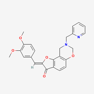 molecular formula C25H22N2O5 B2643466 (Z)-2-(3,4-dimethoxybenzylidene)-8-(pyridin-2-ylmethyl)-8,9-dihydro-2H-benzofuro[7,6-e][1,3]oxazin-3(7H)-one CAS No. 951935-31-2