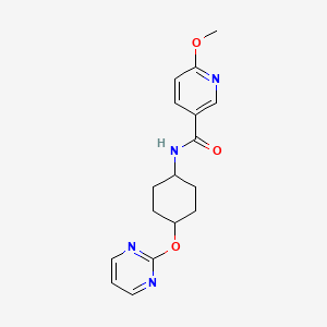 molecular formula C17H20N4O3 B2643468 6-methoxy-N-((1r,4r)-4-(pyrimidin-2-yloxy)cyclohexyl)nicotinamide CAS No. 2034501-25-0