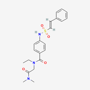 molecular formula C21H25N3O4S B2643472 N-[2-(dimethylamino)-2-oxoethyl]-N-ethyl-4-[[(E)-2-phenylethenyl]sulfonylamino]benzamide CAS No. 1110856-32-0